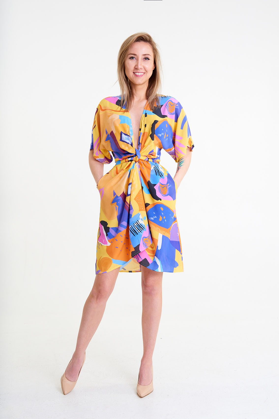 Sukienka z krotkim rekawem typu Kimono Ibiza 21