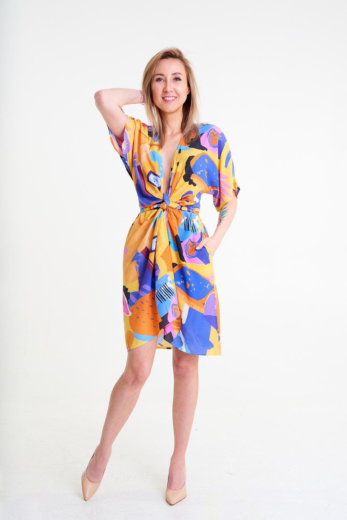 Sukienka z krotkim rekawem typu Kimono Ibiza 22