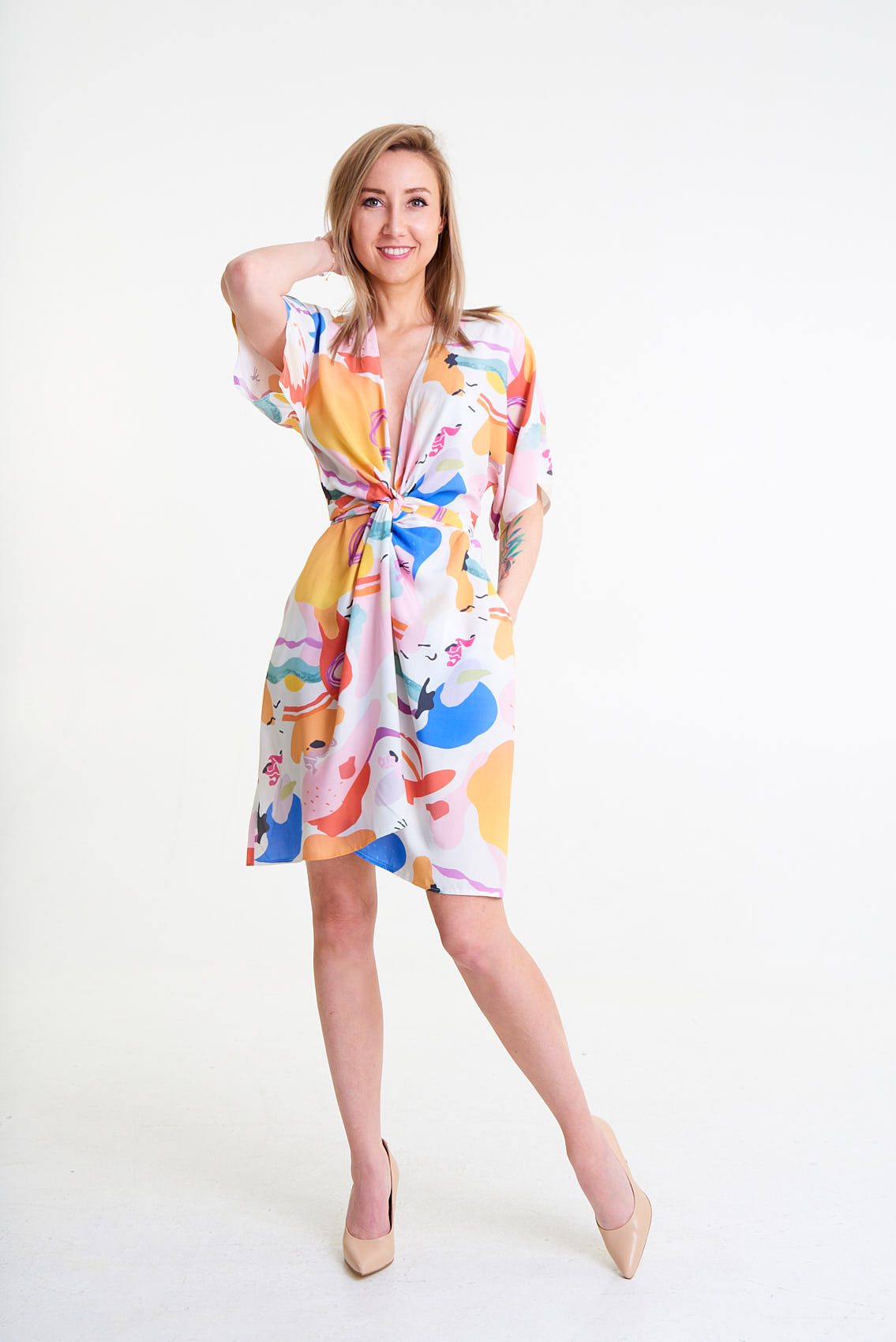 Sukienka z krotkim rekawem typu Kimono Ibiza 33