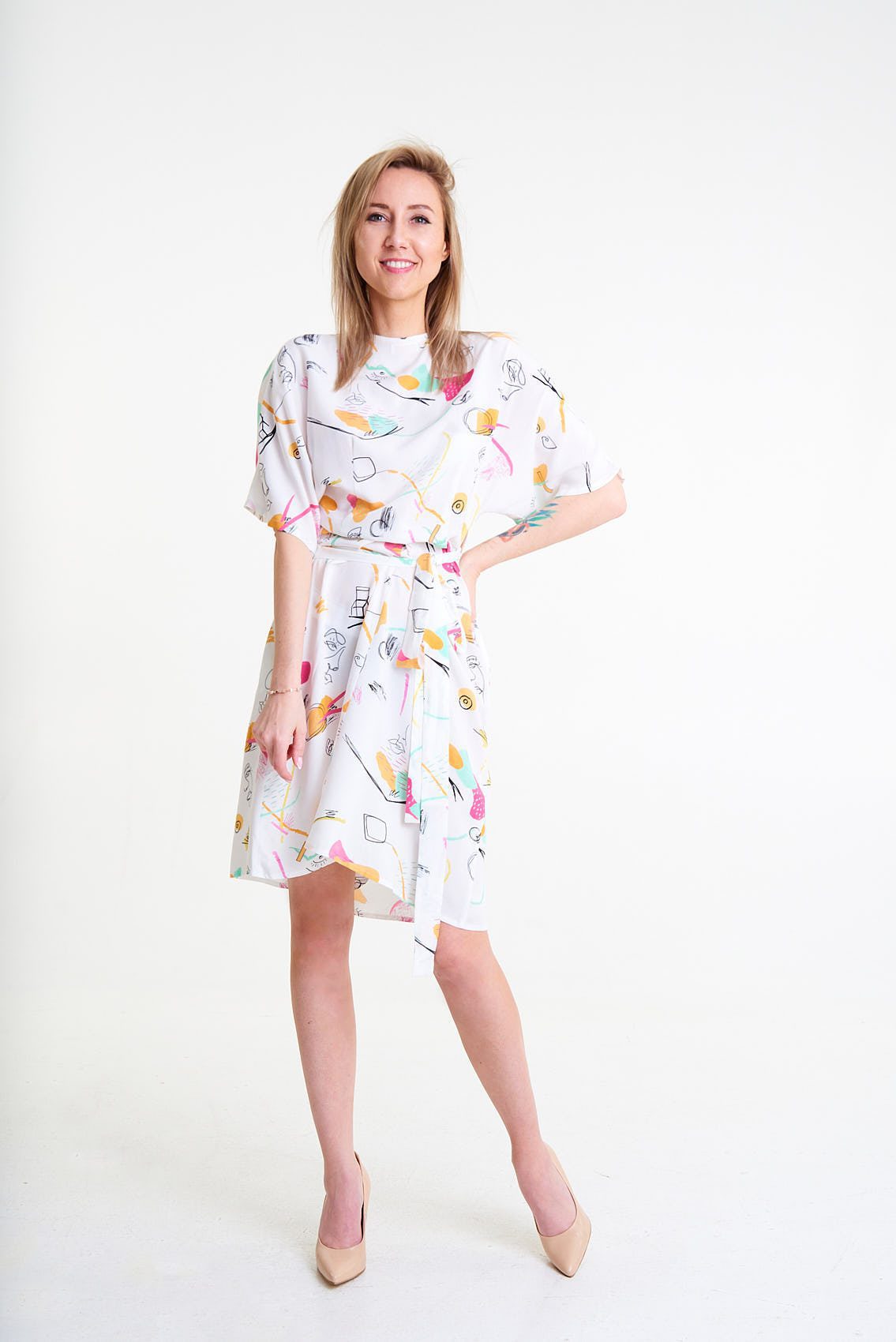 Sukienka z krotkim rekawem typu Kimono Ibiza 51 5