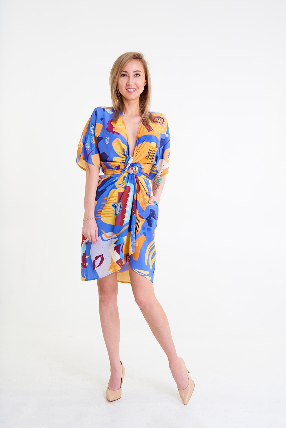 Sukienka z krotkim rekawem typu Kimono Ibiza 6